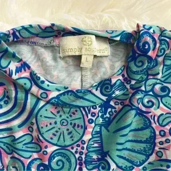 Simply Southern Seashell Cold Shoulder Swing Dress Large - Picture 4 of 6